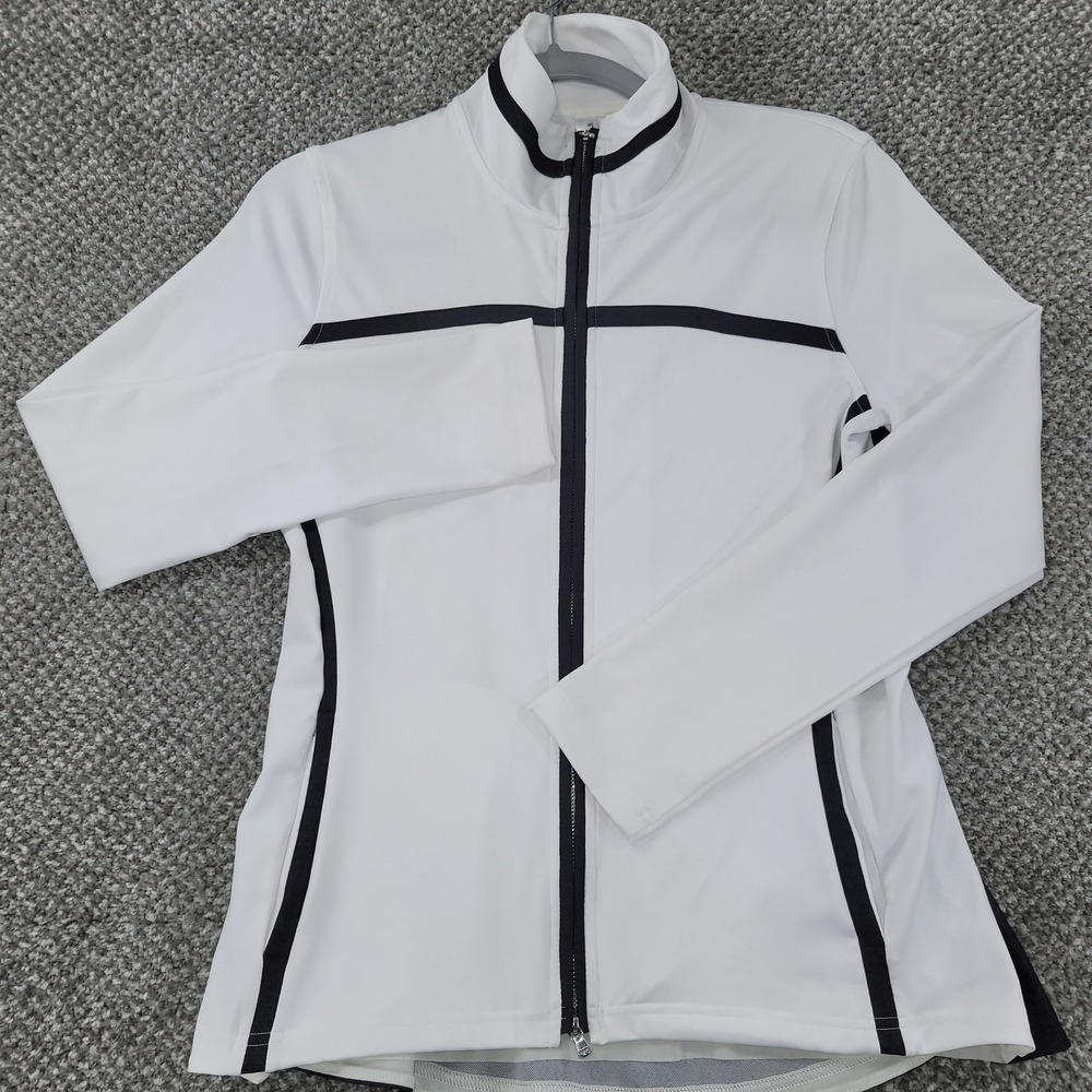 Inphorm Womens White Charcoal Grey Full Zip Athletic Tennis Jacket Small S